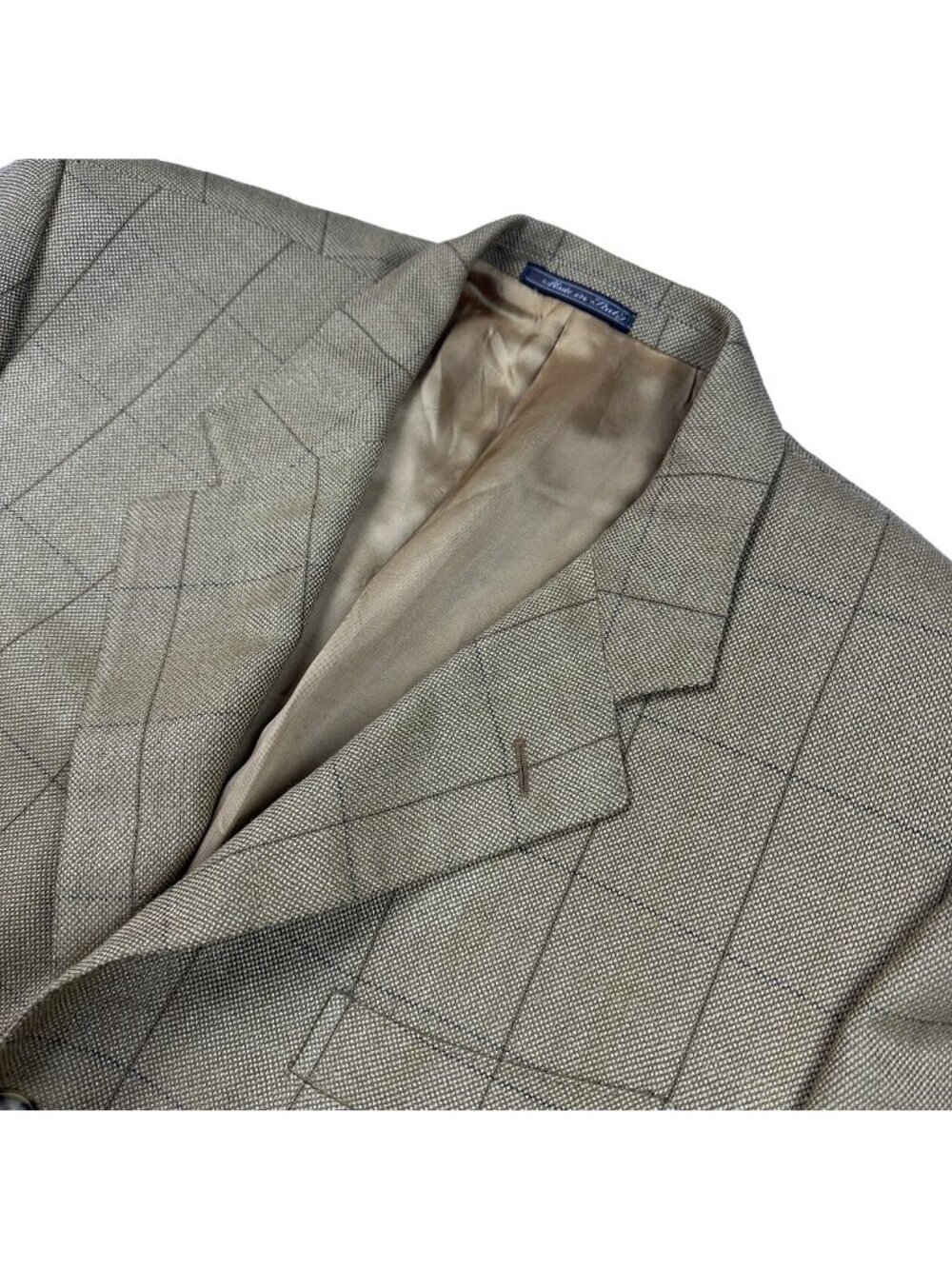 Saks 5th Avenue Corneliani Men's Wool/Silk Blazer Windowpane Brown • Italy • 40R